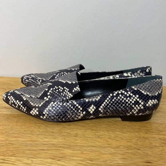 Marc Fisher Black Snakeskin Leather Loafer Flats - Picture 4 of 6